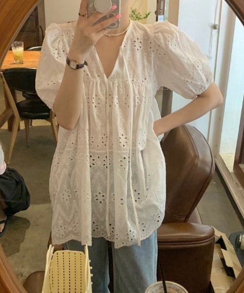 Vipoa(ヴィポア)の「French lace puff blouse(シャツ/ブラウス・レディース・ホワイト・FREE)」の18枚目の写真