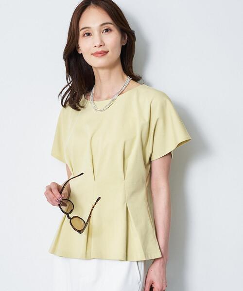 Reflect(リフレクト)の「【UVカット/接触冷感/吸水速乾】タックデザインフレアトップス(Tシャツ/カットソー・レディース・ダークブラウン/ネイビー/ホワイト/ライトイエロー系・09/11/13)」の18枚目の写真