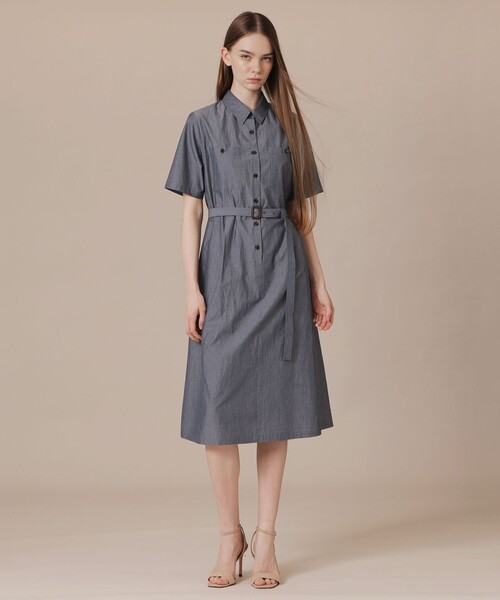 MACKINTOSH LONDON（マッキントッシュ ロンドン）の「ハイカウントエンザイムシャツワンピース（ワンピース・レディース・ベージュ/チャコールグレー・38/40）」の11枚目の写真