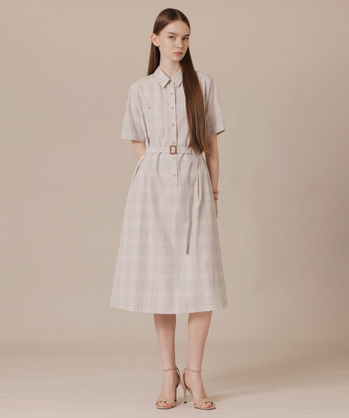 MACKINTOSH LONDON（マッキントッシュ ロンドン）の「ハイカウントエンザイムシャツワンピース（ワンピース・レディース・ベージュ/チャコールグレー・38/40）」の12枚目の写真