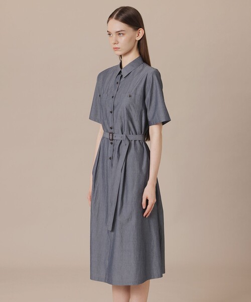 MACKINTOSH LONDON（マッキントッシュ ロンドン）の「ハイカウントエンザイムシャツワンピース（ワンピース・レディース・ベージュ/チャコールグレー・38/40）」の14枚目の写真