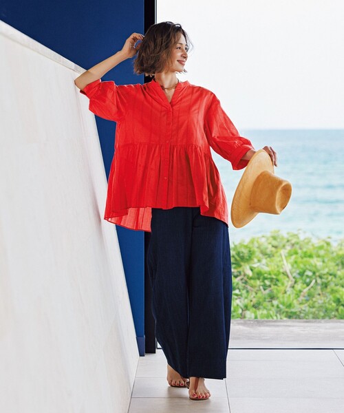 UNFILO(アンフィーロ)の「【野呂佳代さん着用】UNFILO DENIM light マリンパンツ(デニムパンツ・レディース・ベージュ系/サックスブルー系/ネイビー系・SMALL/X-SMALL/LARGE/MEDIUM)」の11枚目の写真