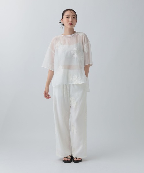 LEPSIM（レプシィム）の「シアー刺繍イージーパンツ　740395（その他パンツ・レディース・ブラック/オフホワイト・FREE）」の6枚目の写真