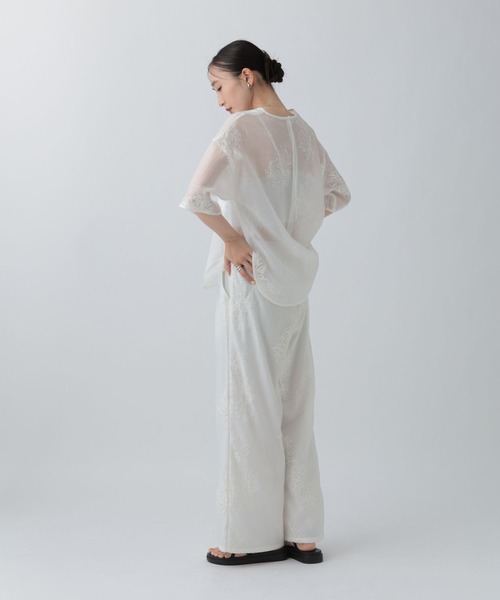 LEPSIM（レプシィム）の「シアー刺繍イージーパンツ　740395（その他パンツ・レディース・ブラック/オフホワイト・FREE）」の7枚目の写真