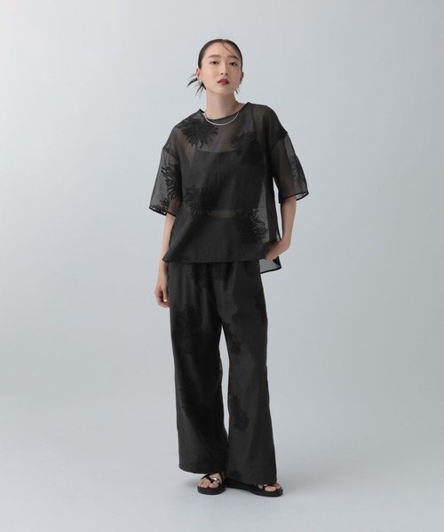 LEPSIM（レプシィム）の「シアー刺繍イージーパンツ　740395（その他パンツ・レディース・ブラック/オフホワイト・FREE）」の12枚目の写真