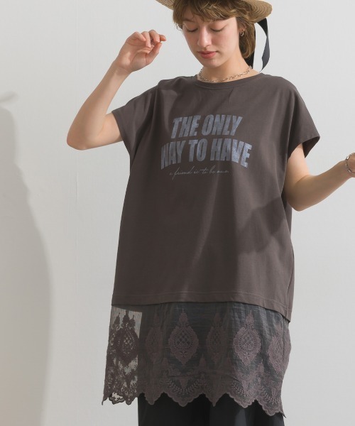 le colis(ルコリ)の「裾レース半袖チュニック(Tシャツ/カットソー・レディース・チャコールグレー/オレンジ/オフホワイト/ブルー・FREE)」の19枚目の写真
