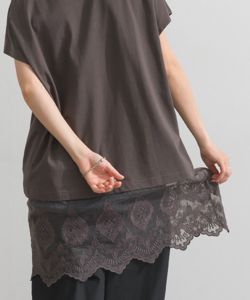 le colis(ルコリ)の「裾レース半袖チュニック(Tシャツ/カットソー・レディース・チャコールグレー/オレンジ/オフホワイト/ブルー・FREE)」の21枚目の写真