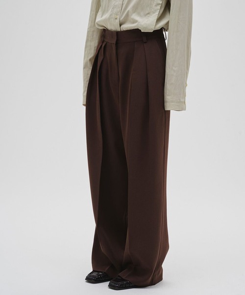 TODAYFUL（トゥデイフル）の「[TODAYFUL/トゥデイフル]Tuck Wide Trousers（スラックス・レディース・ダークブラウン/ブラック・38/36）」の5枚目の写真