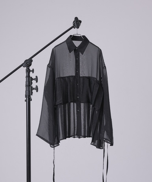 狐独(コドク)の「ティアードプリーツシアーシャツ(シャツ/ブラウス・メンズ・パープル/ブラック・MEDIUM/LARGE)」の7枚目の写真