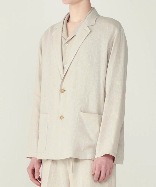 markaware(マーカウェア)の「【MARKAWARE/マーカウェア】SHIRT JACKET/(清涼・軽量)/ヘンプ細布 /シャツジャケット(テーラードジャケット・メンズ・ライトベージュ/ブラック・2/1)」の4枚目の写真