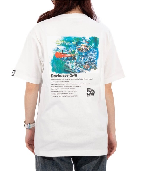CAPTAIN STAG(キャプテンスタッグ)の「50th CAPTAIN STAG T-Shirt(BBQグリル)(Tシャツ/カットソー・メンズ・ブラック/ホワイト・X-LARGE/SMALL/LARGE/MEDIUM)」の4枚目の写真