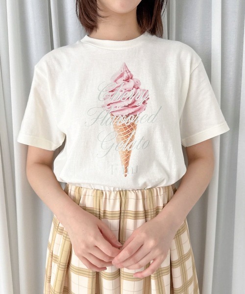 F i.n.t(フィント)の「スウィーツプリントTシャツ/fint フィント(Tシャツ/カットソー・レディース・アイボリー系2/アイボリー系1/ホワイト系3/ホワイト系2/ホワイト系1/アイボリー系3・FREE)」の11枚目の写真