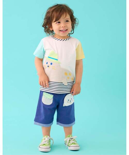 baby cheer（ベイビーチアー）の「カニあざらしハーフパンツ（その他パンツ・キッズ・レモンイエロー/ネイビー・110cm/90cm/120cm/100cm/80ｃｍ）」の13枚目の写真