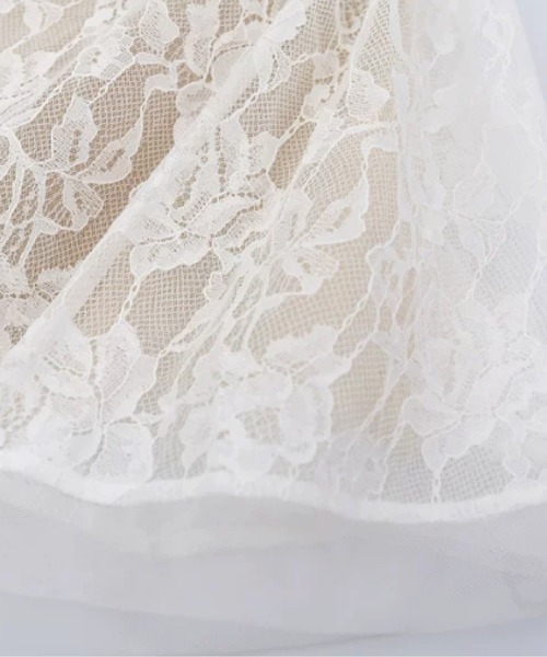 LA POMME petit(ラポミ・プチ)の「Texture Lace Waisted Bustier Dress(ワンピース・レディース・ブラック/ホワイト・FREE)」の4枚目の写真