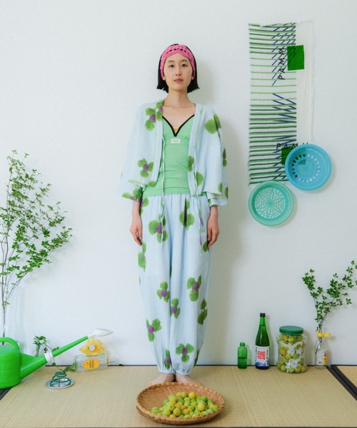 PAMM 庭の花のスカート 青の花びら 知性の花柄パジャマ(サニーブルー) –