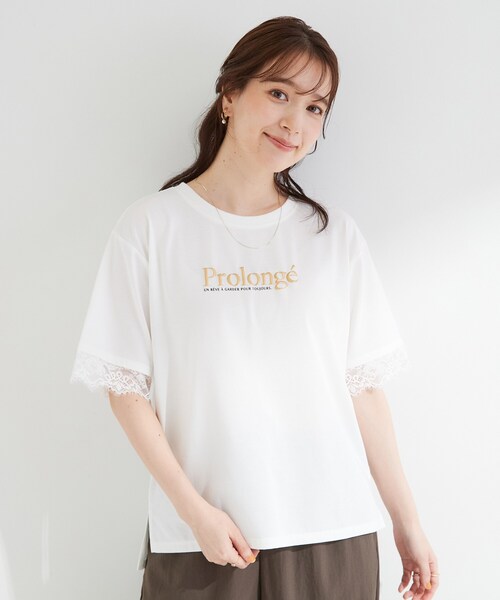 SHOO・LA・RUE(シューラルー)の「【ひんやり/UV/S-LL】柄アソート お袖レースが旬顔 上品に決まる大人Tシャツ(Tシャツ/カットソー・レディース・チャコール/ホワイト系1/ベージュ系その他4/ホワイト/ブラック/ピンク系その他・01/04/02/03)」の16枚目の写真