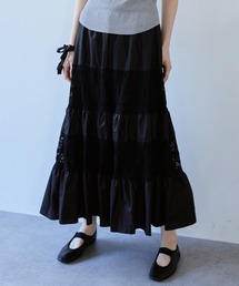 flaeu（フラユ）の「Lace Panel Tiered Skirt（スカート）」