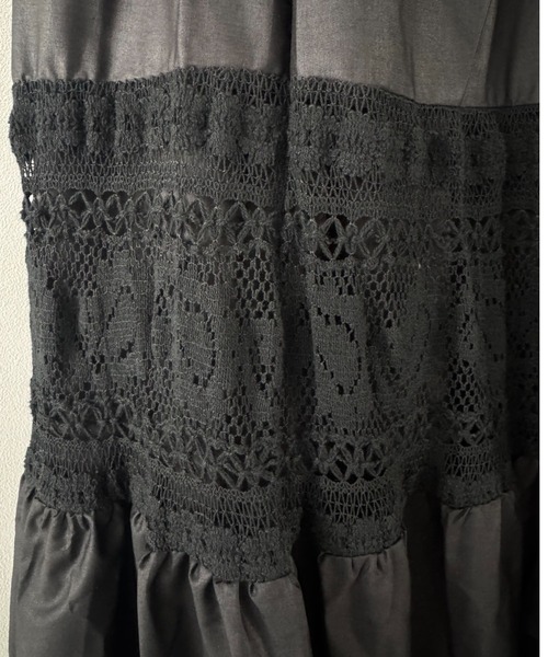 flaeu(フラユ)の「Lace Panel Tiered Skirt(スカート・レディース・ブラック・FREE)」の9枚目の写真