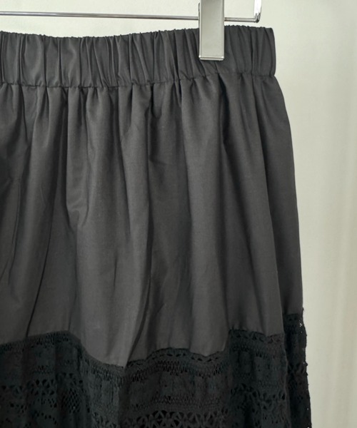 flaeu(フラユ)の「Lace Panel Tiered Skirt(スカート・レディース・ブラック・FREE)」の8枚目の写真