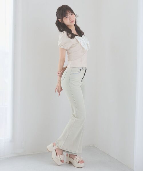 MAJESTIC LEGON(マジェスティックレゴン)の「ビッグリボンレイヤードトップス(Tシャツ/カットソー・レディース・ピンク/ブラック系その他/グレー/グレー系その他・MEDIUM)」の5枚目の写真