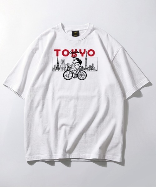 Leyline(レイライン)の「【Leyline】stroll-smith-tokyo tee / サイクリングデザイン ビッグシルエットTシャツ(Tシャツ/カットソー・メンズ・ブラック/ホワイト・M/L/XL)」の2枚目の写真