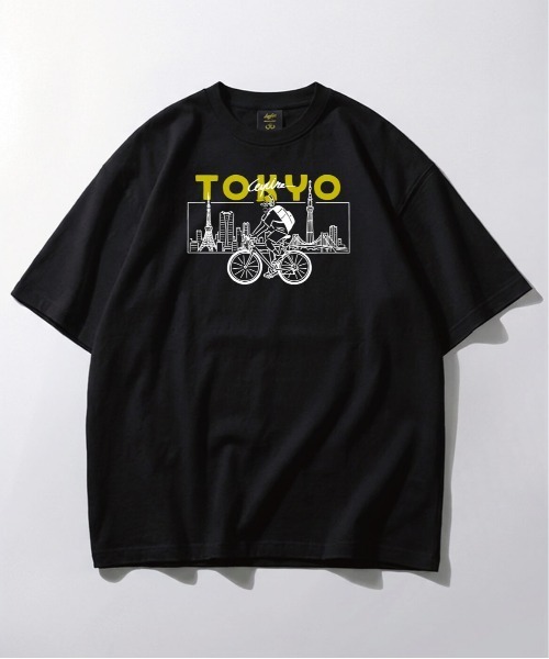 Leyline(レイライン)の「【Leyline】stroll-smith-tokyo tee / サイクリングデザイン ビッグシルエットTシャツ(Tシャツ/カットソー・メンズ・ブラック/ホワイト・M/L/XL)」の1枚目の写真