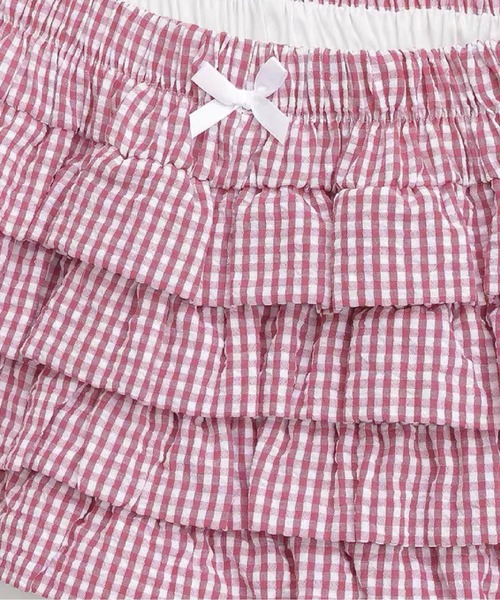 LA POMME petit(ラポミ・プチ)の「Sweet Bow Tiered Gingham Skirt(スカート・レディース・ピンク/ブルー・SMALL/MEDIUM)」の3枚目の写真
