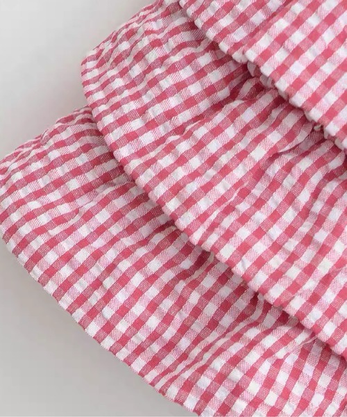 LA POMME petit(ラポミ・プチ)の「Sweet Bow Tiered Gingham Skirt(スカート・レディース・ピンク/ブルー・SMALL/MEDIUM)」の6枚目の写真