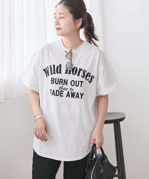 JOURNAL STANDARD(ジャーナルスタンダード)の「《追加4》ラウンドヘムピグメントT(Tシャツ/カットソー・レディース・サックスブルー/チョコ/ベージュ/ホワイト系その他・FREE)」の2枚目の写真