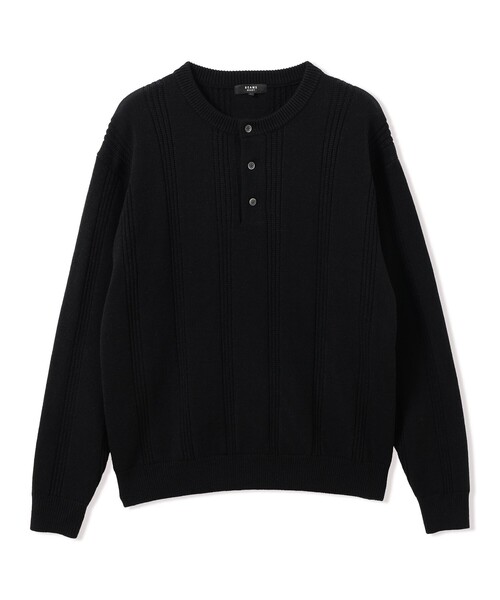 BEAMS HEART（ビームスハート）の「針抜き ヘンリーネック ニット（ニット/セーター・メンズ・ブラウン/ブラック・SMALL/MEDIUM/LARGE）」の3枚目の写真