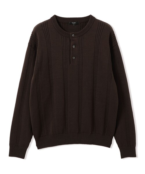BEAMS HEART（ビームスハート）の「針抜き ヘンリーネック ニット（ニット/セーター・メンズ・ブラウン/ブラック・SMALL/MEDIUM/LARGE）」の12枚目の写真