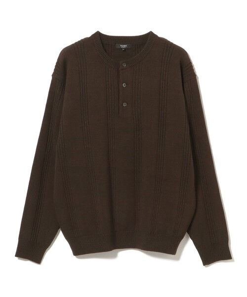BEAMS HEART（ビームスハート）の「針抜き ヘンリーネック ニット（ニット/セーター・メンズ・ブラウン/ブラック・SMALL/MEDIUM/LARGE）」の19枚目の写真