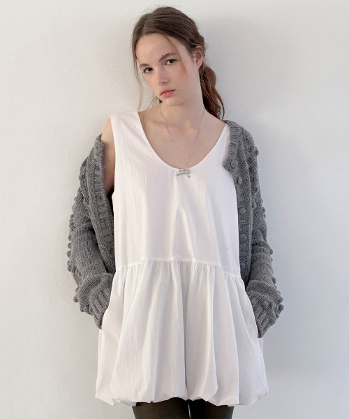 Balloon Mini Dress (White)（ワンピース）｜SINOON（シヌーン）の