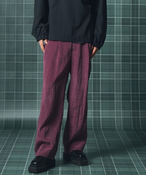 MAISON SPECIAL(メゾンスペシャル)の「《UNISEX》ドレープフィブリルプライムワイドワンタックスラックス/Drape Fibrillated Prime-Wide One-tuck Slacks【MAISON SPECIAL/メゾンスペシャル】■セットアップ対応■(スラックス・メンズ・ネイビー/ブラック/パープル/グレイッシュベージュ・0/1/2)」の1枚目の写真