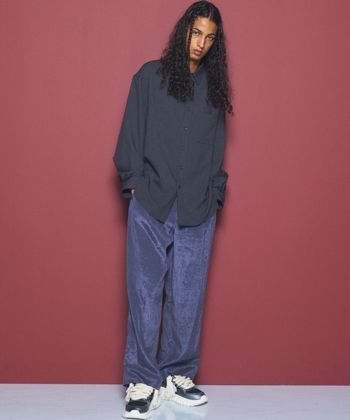 MAISON SPECIAL(メゾンスペシャル)の「《UNISEX》ドレープフィブリルプライムワイドワンタックスラックス/Drape Fibrillated Prime-Wide One-tuck Slacks【MAISON SPECIAL/メゾンスペシャル】■セットアップ対応■(スラックス・メンズ・ネイビー/ブラック/パープル/グレイッシュベージュ・0/1/2)」の19枚目の写真