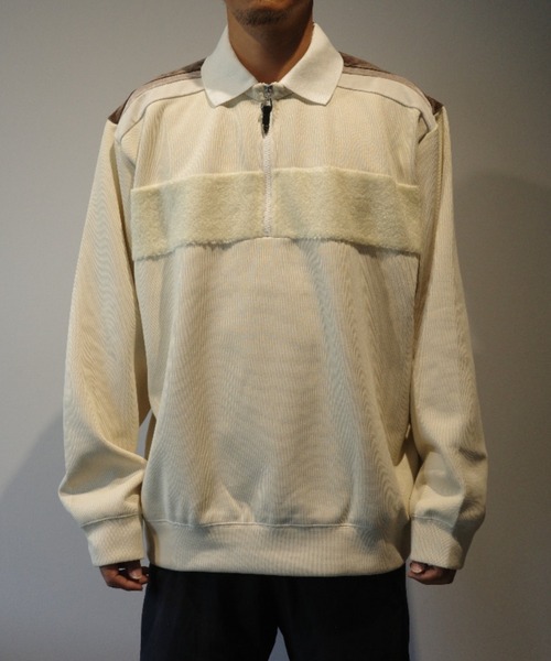 TOGA(トーガ)の「TOGA VIRILIS Double jersey half-zip pullover(Tシャツ/カットソー・メンズ・ネイビー/オフホワイト・46/48)」の2枚目の写真