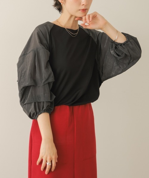 Bou Jeloud(ブージュルード)の「ホイップスリーブカットソー(Tシャツ/カットソー・レディース・ブラウン/オフホワイト/ブラック・FREE)」の21枚目の写真