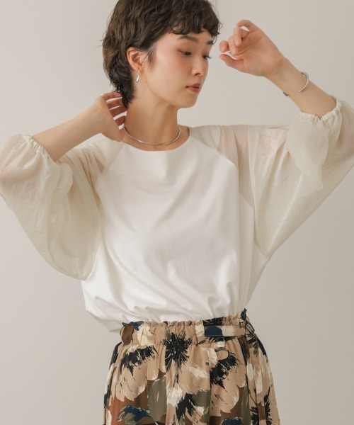 Bou Jeloud(ブージュルード)の「ホイップスリーブカットソー(Tシャツ/カットソー・レディース・ブラウン/オフホワイト/ブラック・FREE)」の5枚目の写真