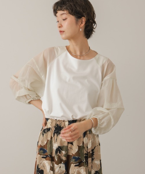 Bou Jeloud(ブージュルード)の「ホイップスリーブカットソー(Tシャツ/カットソー・レディース・ブラウン/オフホワイト/ブラック・FREE)」の8枚目の写真