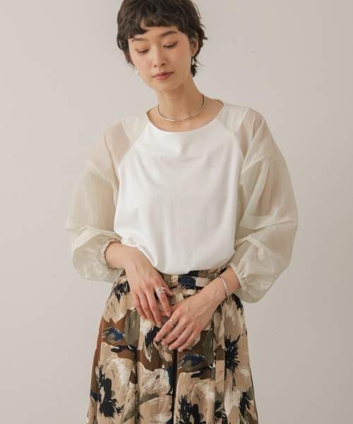 Bou Jeloud(ブージュルード)の「ホイップスリーブカットソー(Tシャツ/カットソー・レディース・ブラウン/オフホワイト/ブラック・FREE)」の9枚目の写真