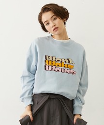 THREE-TIERED LOGO CLEAR PRINT SHORT CREW SWEAT