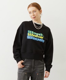 THREE-TIERED LOGO CLEAR PRINT SHORT CREW SWEAT