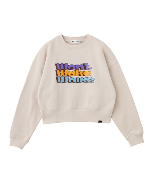 MILKFED.（ミルクフェド）の「THREE-TIERED LOGO CLEAR PRINT SHORT CREW SWEAT（スウェット・レディース・ライトブルー/ブラック/オフホワイト・S/M）」の13枚目の写真