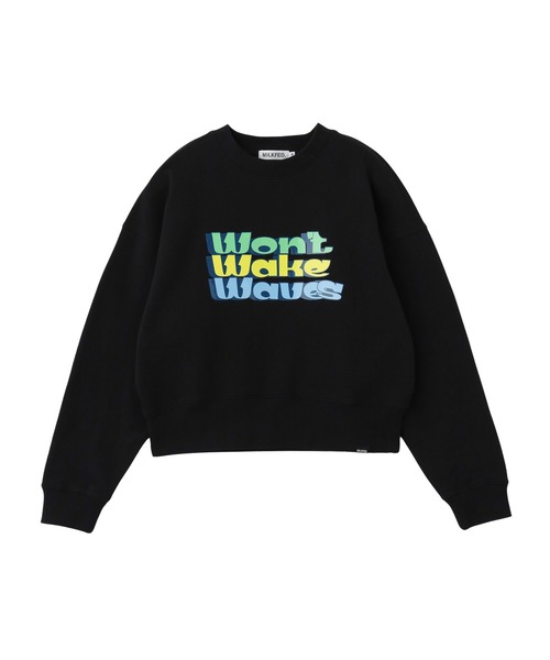 MILKFED.（ミルクフェド）の「THREE-TIERED LOGO CLEAR PRINT SHORT CREW SWEAT（スウェット・レディース・ライトブルー/ブラック/オフホワイト・S/M）」の6枚目の写真