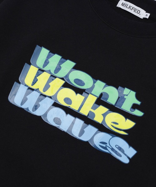 MILKFED.（ミルクフェド）の「THREE-TIERED LOGO CLEAR PRINT SHORT CREW SWEAT（スウェット・レディース・ライトブルー/ブラック/オフホワイト・S/M）」の9枚目の写真