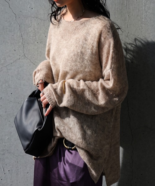 antiqua(アンティカ)の「ウール混 モヘアニット(ニット/セーター・レディース・ブルー/ブルー系その他/オレンジ/ブラック系その他/グレー系その他/ブラウン系その他/ダークグレー/ベージュ/ブラック/モスグリーン/ネイビー・ONESIZE)」の6枚目の写真