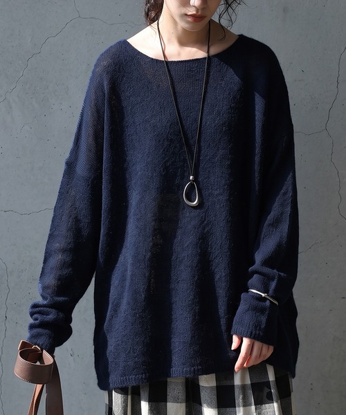 antiqua(アンティカ)の「ウール混 モヘアニット(ニット/セーター・レディース・ブルー/ブルー系その他/オレンジ/ブラック系その他/グレー系その他/ブラウン系その他/ダークグレー/ベージュ/ブラック/モスグリーン/ネイビー・ONESIZE)」の8枚目の写真
