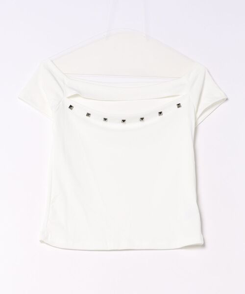 L LABEL（エルラベル）の「フロントオープンスタッズTシャツ（Tシャツ/カットソー・レディース・ブラック/ホワイト・FREE）」の7枚目の写真