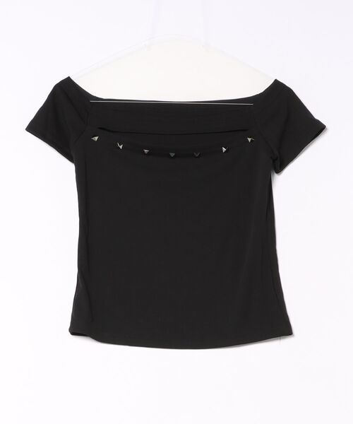 L LABEL（エルラベル）の「フロントオープンスタッズTシャツ（Tシャツ/カットソー・レディース・ブラック/ホワイト・FREE）」の6枚目の写真