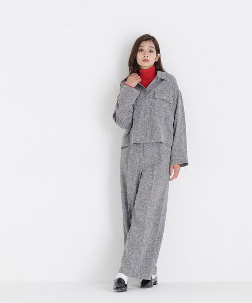 NATURAL BEAUTY BASIC(ナチュラルビューティーベーシック)の「カラミ調シャツハオリ SETUP ワイドパンツ(その他パンツ・レディース・グレー/ブラウン・SMALL/MEDIUM)」の4枚目の写真
